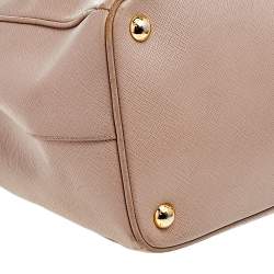 Pre Owned Prada Beige Leather Medium Double Zip Tote