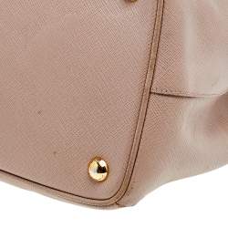 Pre Owned Prada Beige Leather Medium Double Zip Tote