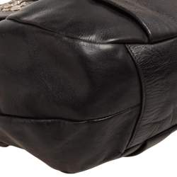 Pre Owned Prada Black Vitello Daino Leather Zip Hobo