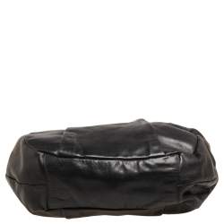 Pre Owned Prada Black Vitello Daino Leather Zip Hobo