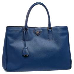 Pre Owned Prada Blue Saffiano Leather Tote