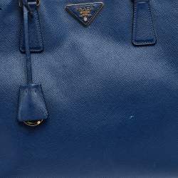 Pre Owned Prada Blue Saffiano Leather Tote