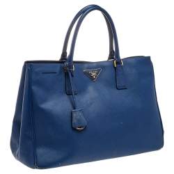 Pre Owned Prada Blue Saffiano Leather Tote