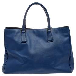 Pre Owned Prada Blue Saffiano Leather Tote