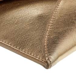 Pre Owned Prada Metallic Gold Saffiano Leather Envelope Wallet