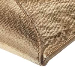 Pre Owned Prada Metallic Gold Saffiano Leather Envelope Wallet