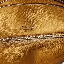 Pre Owned Prada Metallic Gold Saffiano Leather Envelope Wallet