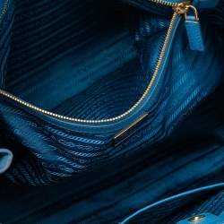 Pre Owned Prada Blue Saffiano Lux Leather Large Gardener's Tote