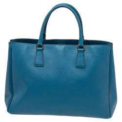 Pre Owned Prada Blue Saffiano Lux Leather Large Gardener's Tote