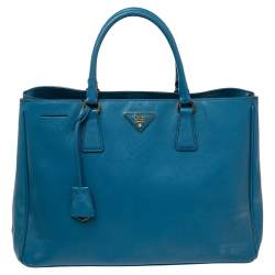 Pre Owned Prada Blue Saffiano Lux Leather Large Gardener's Tote