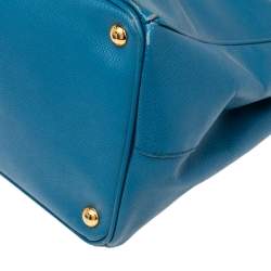 Pre Owned Prada Blue Saffiano Lux Leather Large Gardener's Tote