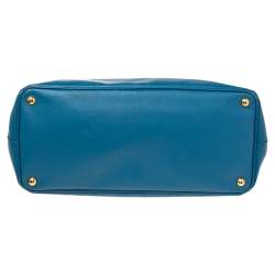 Pre Owned Prada Blue Saffiano Lux Leather Large Gardener's Tote