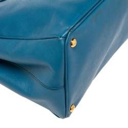 Pre Owned Prada Blue Saffiano Lux Leather Large Gardener's Tote