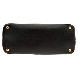 Pre Owned Prada Black/White Saffiano Lux Leather Medium Double Zip Tote