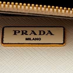 Pre Owned Prada Black/White Saffiano Lux Leather Medium Double Zip Tote