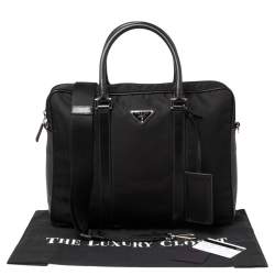 Pre Owned Prada Black Nylon and Leather Briefcase