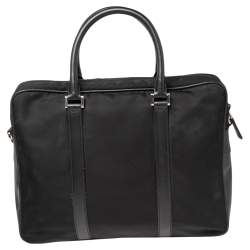 Pre Owned Prada Black Nylon and Leather Briefcase