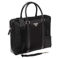 Pre Owned Prada Black Nylon and Leather Briefcase