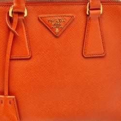Pre Owned Prada Orange Saffiano Vernic Leather Small Promenade Crossbody Bag