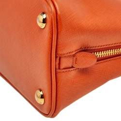 Pre Owned Prada Orange Saffiano Vernic Leather Small Promenade Crossbody Bag