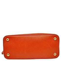 Pre Owned Prada Orange Saffiano Vernic Leather Small Promenade Crossbody Bag