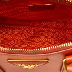 Pre Owned Prada Orange Saffiano Vernic Leather Small Promenade Crossbody Bag