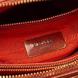 Pre Owned Prada Orange Saffiano Vernic Leather Small Promenade Crossbody Bag