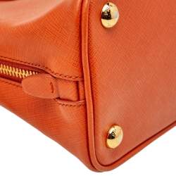 Pre Owned Prada Orange Saffiano Vernic Leather Small Promenade Crossbody Bag