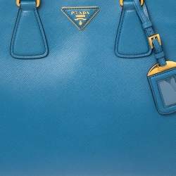 Pre Owned Prada Two Tone Blue Saffiano Leather Double Handle Tote