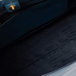 Pre Owned Prada Two Tone Blue Saffiano Leather Double Handle Tote