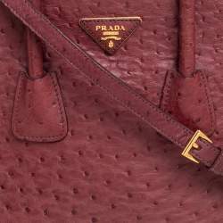 Prada Red Ostrich Twin Pocket Tote