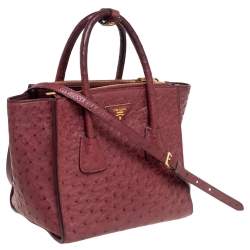 Prada Red Ostrich Twin Pocket Tote