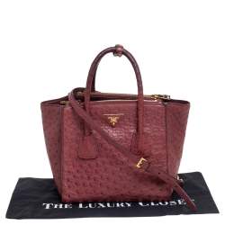 Prada Red Ostrich Twin Pocket Tote