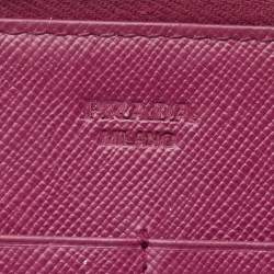 Prada Pink Saffiano Lux Leather Bifold Wallet Organizer