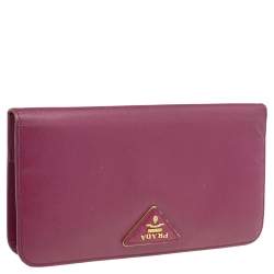 Prada Pink Saffiano Lux Leather Bifold Wallet Organizer