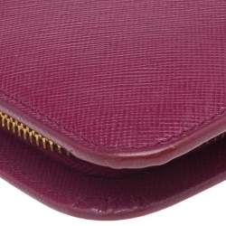 Prada Pink Saffiano Lux Leather Bifold Wallet Organizer