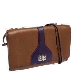 Pre Owned Prada Tan Vitello Soft Leather Flap Turn Lock Shoulder Bag