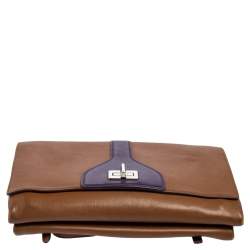 Pre Owned Prada Tan Vitello Soft Leather Flap Turn Lock Shoulder Bag