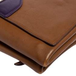 Pre Owned Prada Tan Vitello Soft Leather Flap Turn Lock Shoulder Bag