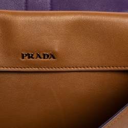 Pre Owned Prada Tan Vitello Soft Leather Flap Turn Lock Shoulder Bag