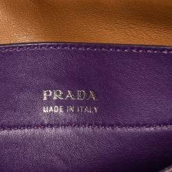 Pre Owned Prada Tan Vitello Soft Leather Flap Turn Lock Shoulder Bag