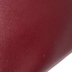 Pre Owned Prada Red Saffiano Cuir Leather Large Double Handle Tote