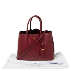 Pre Owned Prada Red Saffiano Cuir Leather Large Double Handle Tote