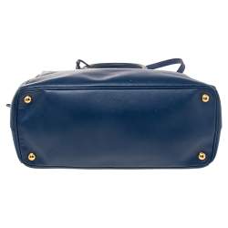 Pre Owned Prada Blue Saffiano Lux Leather Medium Galleria Tote