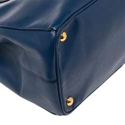 Pre Owned Prada Blue Saffiano Lux Leather Medium Galleria Tote