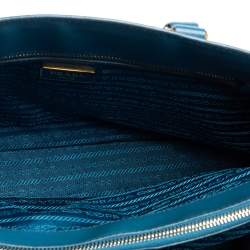 Pre Owned Prada Cobalt Saffiano Lux Leather Middle Zip Tote