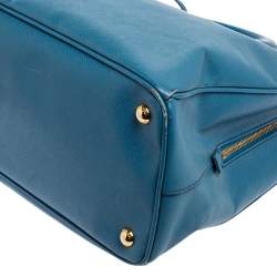 Pre Owned Prada Cobalt Saffiano Lux Leather Middle Zip Tote