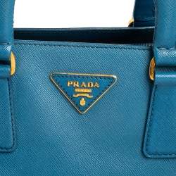 Pre Owned Prada Cobalt Saffiano Lux Leather Middle Zip Tote