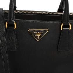 Pre Owned Prada Black Saffiano Lux Leather Medium Galleria Tote