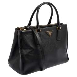 Pre Owned Prada Black Saffiano Lux Leather Medium Galleria Tote